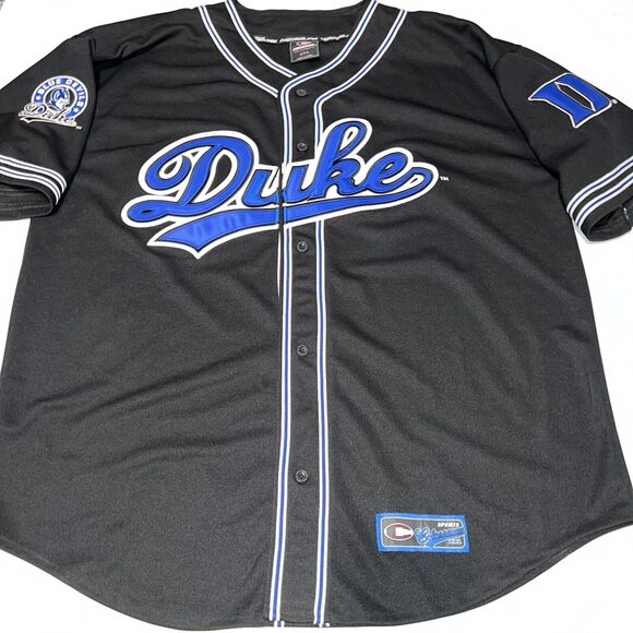 Colosseum Athletics NCAA Duke Blue Devils Black Script Baseball Jersey Mens 2XL - Picture 1 of 11